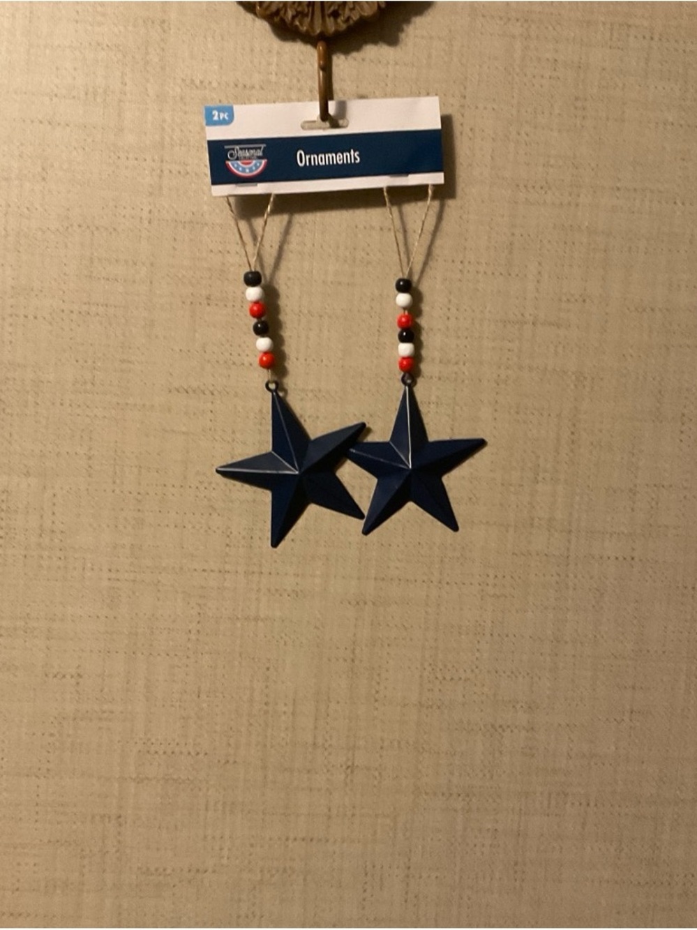 Patriotic Blue Star Hanging Ornaments - 2 Pack